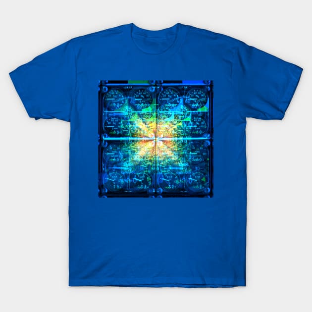 psychedelic Aviation Flight Cockpit T-Shirt by FasBytes